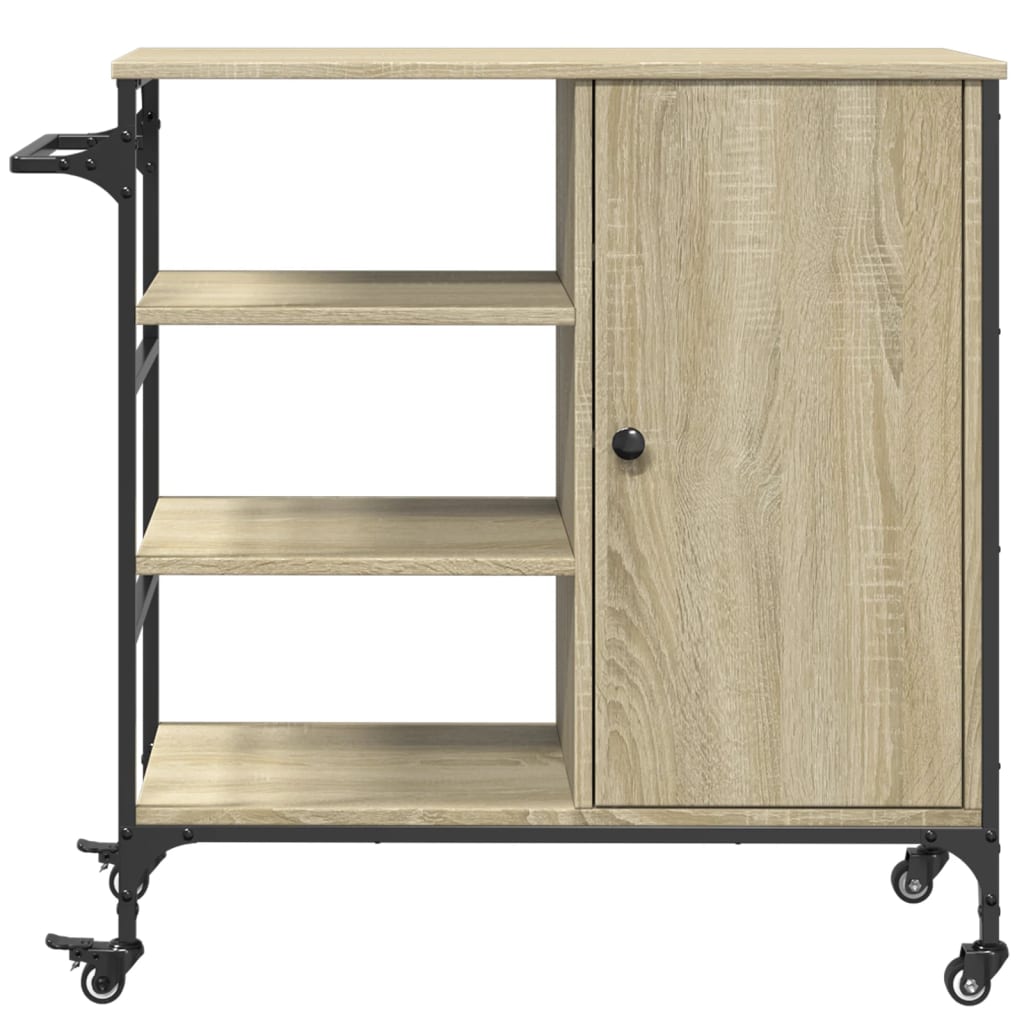 vidaXL Kitchen Trolley Sonoma Oak 87.5x38.5x84.5 cm Engineered Wood