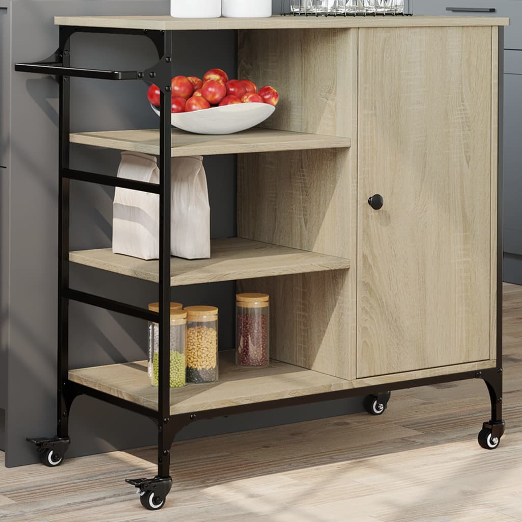 vidaXL Kitchen Trolley Sonoma Oak 87,5x38,5x84,5 cm Engineered Wood