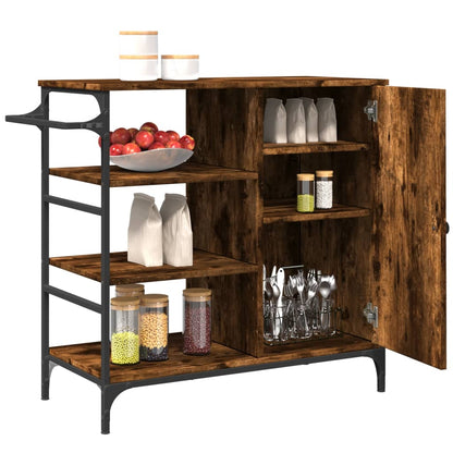 vidaXL Kitchen Trolley Smoked Oak 87.5x38.5x84.5 cm Engineered Wood