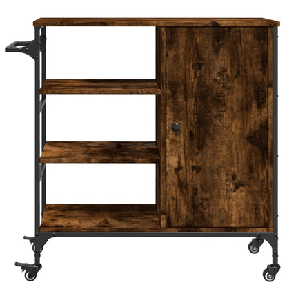 vidaXL Kitchen Trolley Smoked Oak 87,5x38,5x84,5 cm Engineered Wood