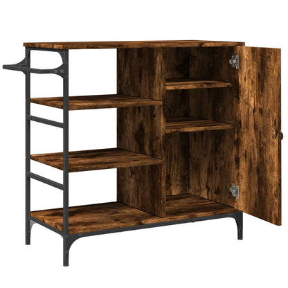 vidaXL Kitchen Trolley Smoked Oak 87,5x38,5x84,5 cm Engineered Wood