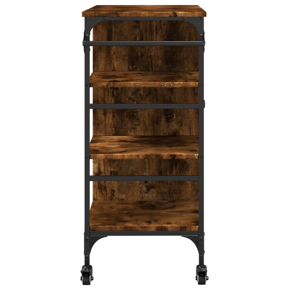 vidaXL Kitchen Trolley Smoked Oak 87,5x38,5x84,5 cm Engineered Wood