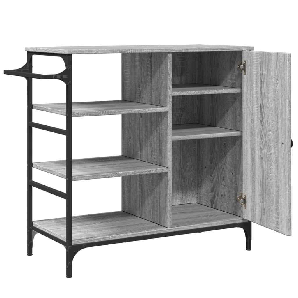 vidaXL Kitchen Trolley Grey Sonoma 87,5x38,5x84,5 cm Engineered Wood