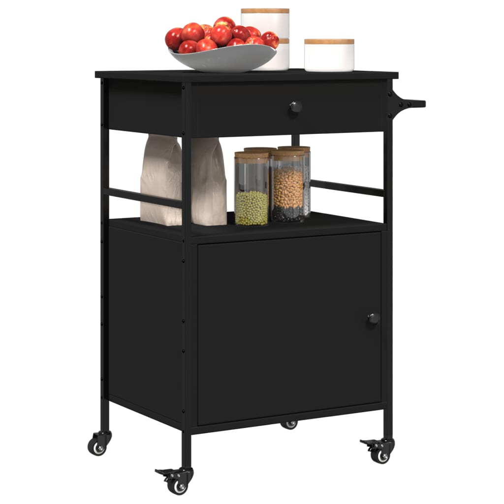 vidaXL Kitchen Trolley Black 56x43x89,5 cm Engineered Wood