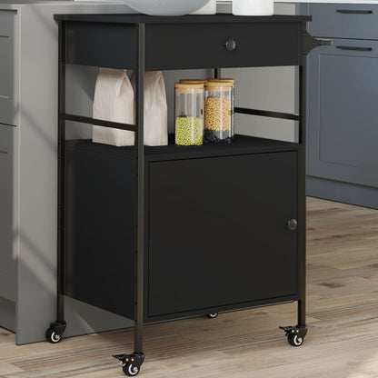vidaXL Kitchen Trolley Black 56x43x89,5 cm Engineered Wood