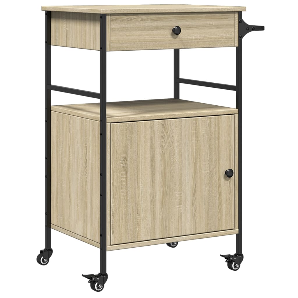 vidaXL Kitchen Trolley Sonoma Oak 56x43x89,5 cm Engineered Wood
