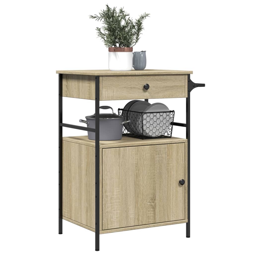 vidaXL Kitchen Trolley Sonoma Oak 56x43x89,5 cm Engineered Wood