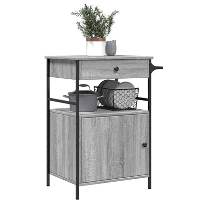vidaXL Kitchen Trolley Grey Sonoma 56x43x89,5 cm Engineered Wood