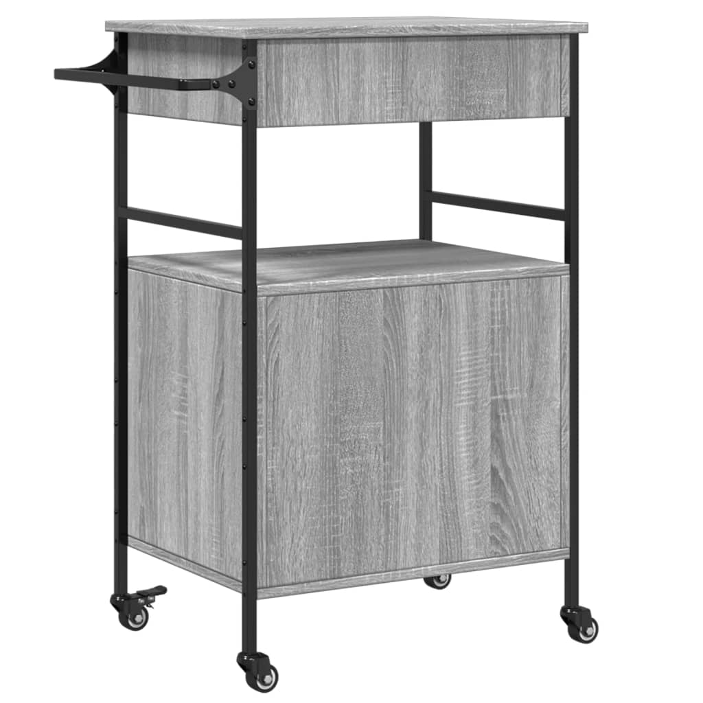 vidaXL Kitchen Trolley Grey Sonoma 56x43x89,5 cm Engineered Wood