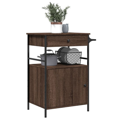 vidaXL Kitchen Trolley Brown Oak 56x43x89.5 cm Engineered Wood