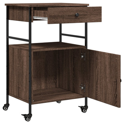 vidaXL Kitchen Trolley Brown Oak 56x43x89.5 cm Engineered Wood
