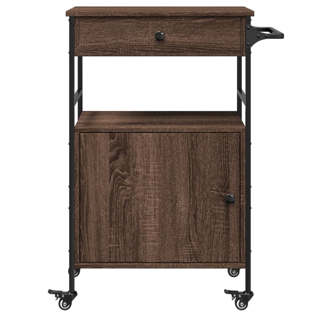 vidaXL Kitchen Trolley Brown Oak 56x43x89.5 cm Engineered Wood