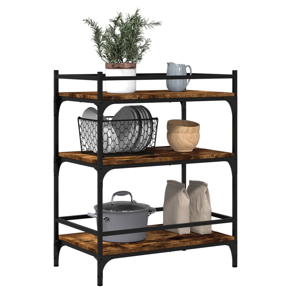 vidaXL Kitchen Trolley Smoked Oak 65x40x86.5 cm Engineered Wood