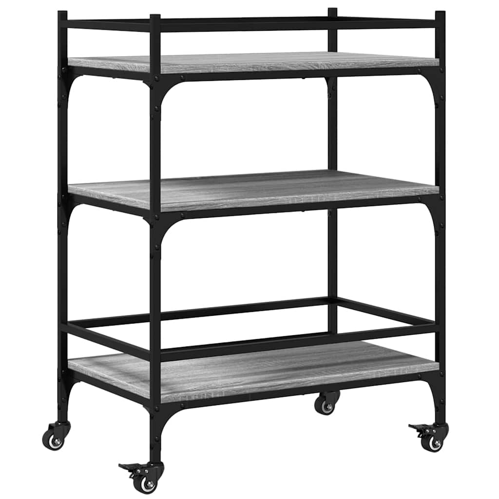 vidaXL Kitchen Trolley Grey Sonoma 65x40x86,5 cm Engineered Wood