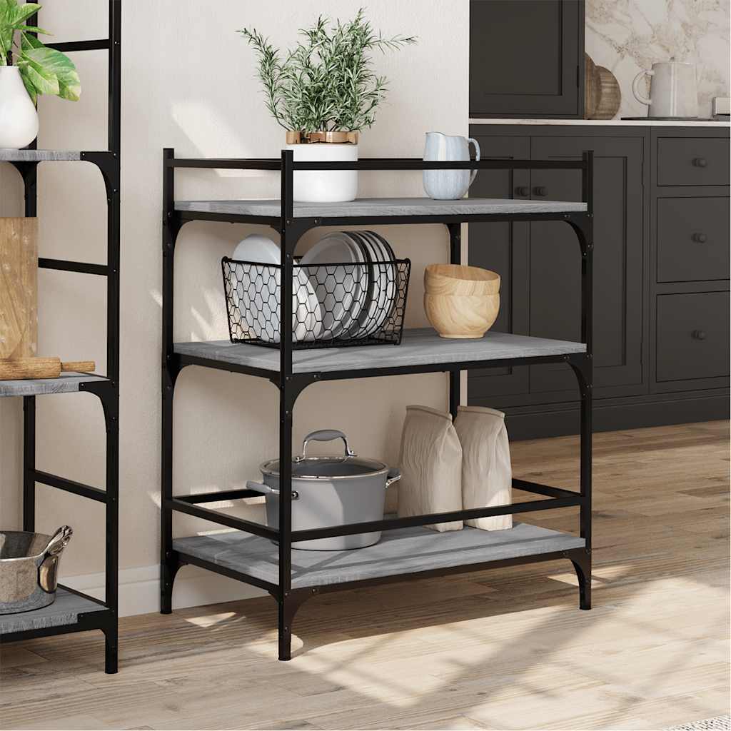 vidaXL Kitchen Trolley Grey Sonoma 65x40x86,5 cm Engineered Wood