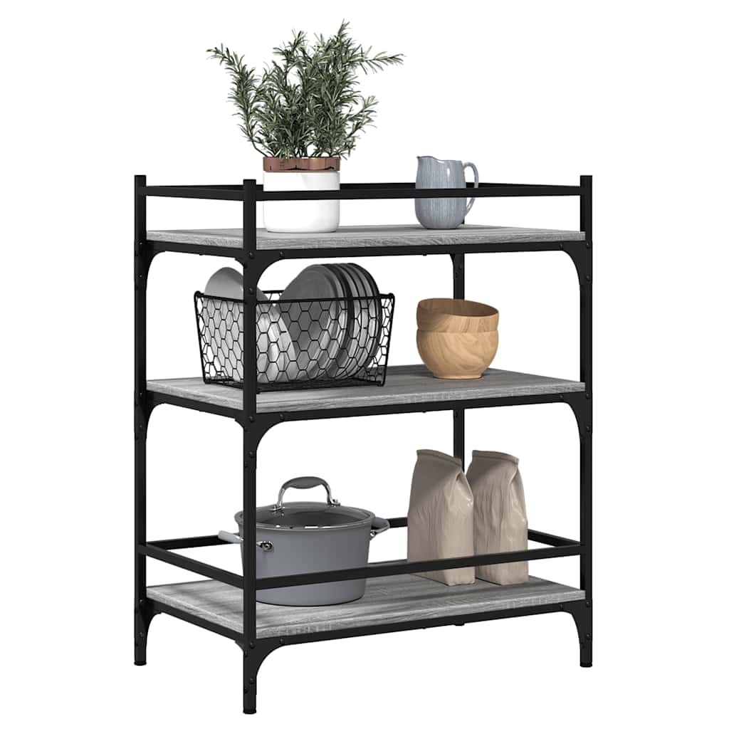 vidaXL Kitchen Trolley Grey Sonoma 65x40x86,5 cm Engineered Wood