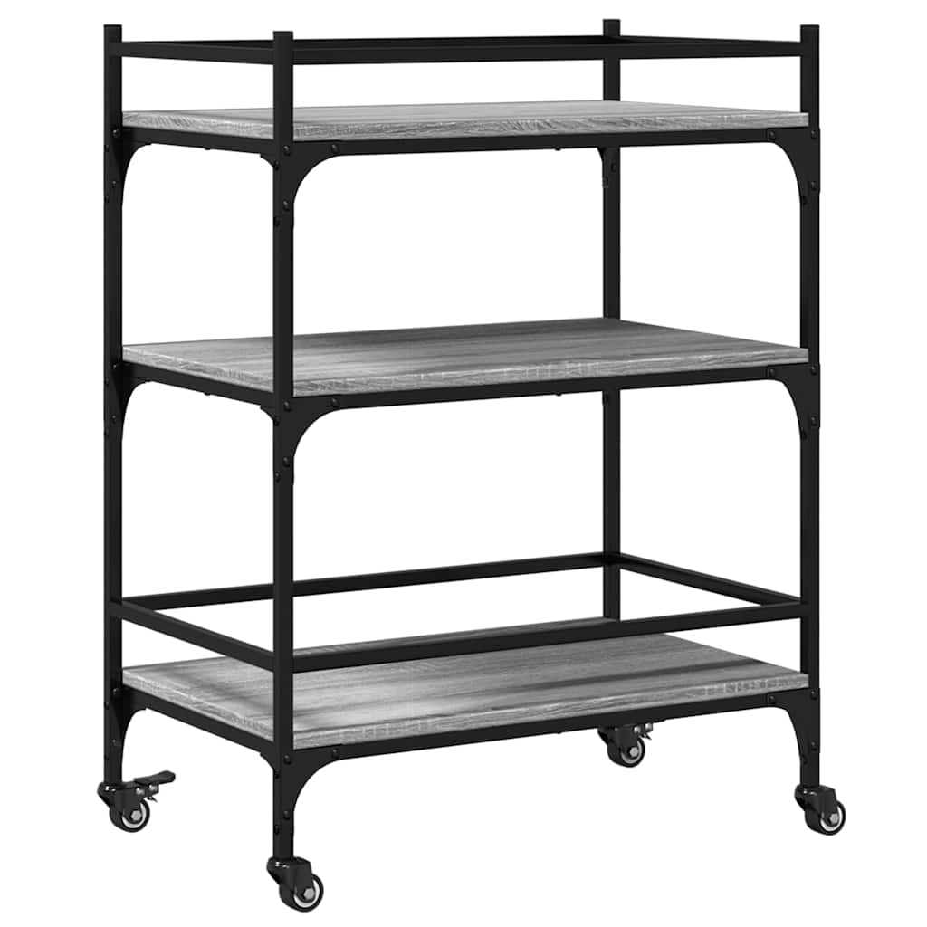 vidaXL Kitchen Trolley Grey Sonoma 65x40x86,5 cm Engineered Wood