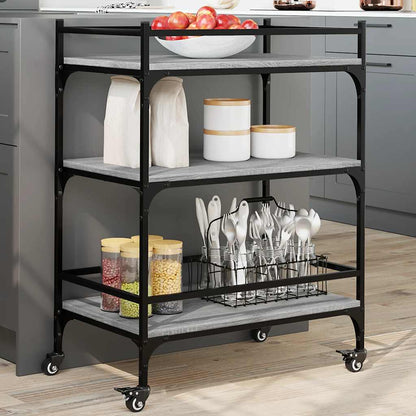 vidaXL Kitchen Trolley Grey Sonoma 65x40x86,5 cm Engineered Wood