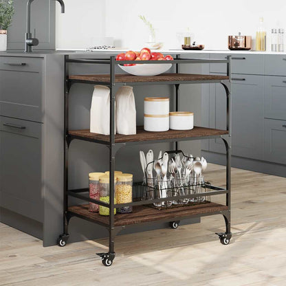 vidaXL Kitchen Trolley Brown Oak 65x40x86,5 cm Engineered Wood