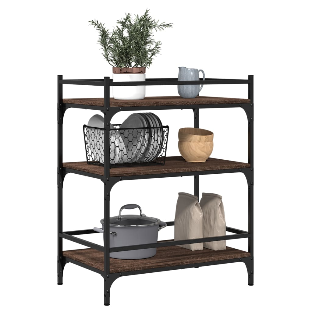 vidaXL Kitchen Trolley Brown Oak 65x40x86.5 cm Engineered Wood