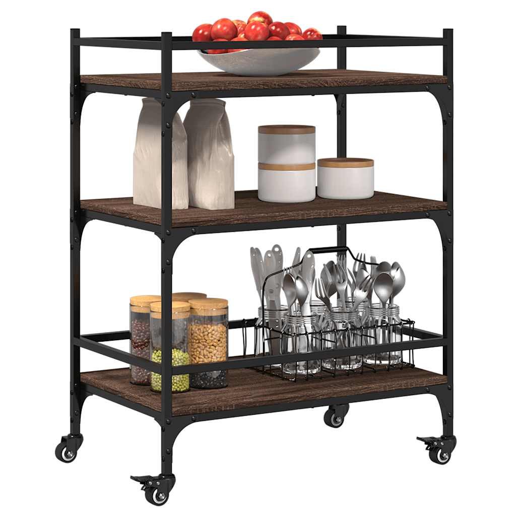 vidaXL Kitchen Trolley Brown Oak 65x40x86,5 cm Engineered Wood