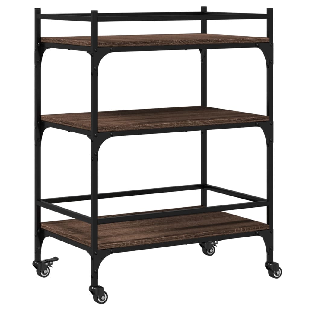 vidaXL Kitchen Trolley Brown Oak 65x40x86.5 cm Engineered Wood
