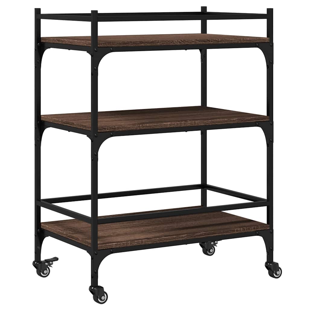 vidaXL Kitchen Trolley Brown Oak 65x40x86,5 cm Engineered Wood