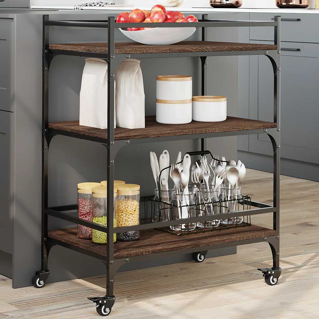 vidaXL Kitchen Trolley Brown Oak 65x40x86,5 cm Engineered Wood