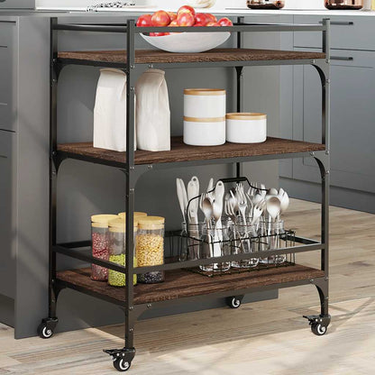 vidaXL Kitchen Trolley Brown Oak 65x40x86,5 cm Engineered Wood