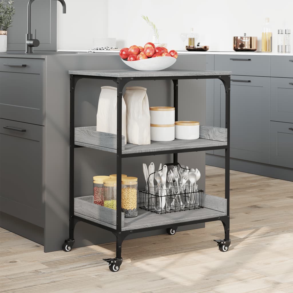 vidaXL Kitchen Trolley Grey Sonoma 60x41x80,5 cm Engineered Wood