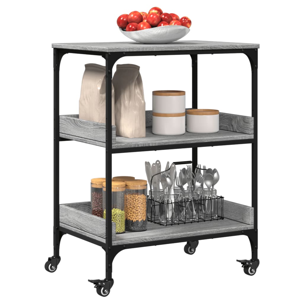 vidaXL Kitchen Trolley Grey Sonoma 60x41x80,5 cm Engineered Wood