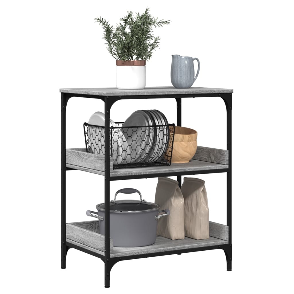 vidaXL Kitchen Trolley Grey Sonoma 60x41x80,5 cm Engineered Wood