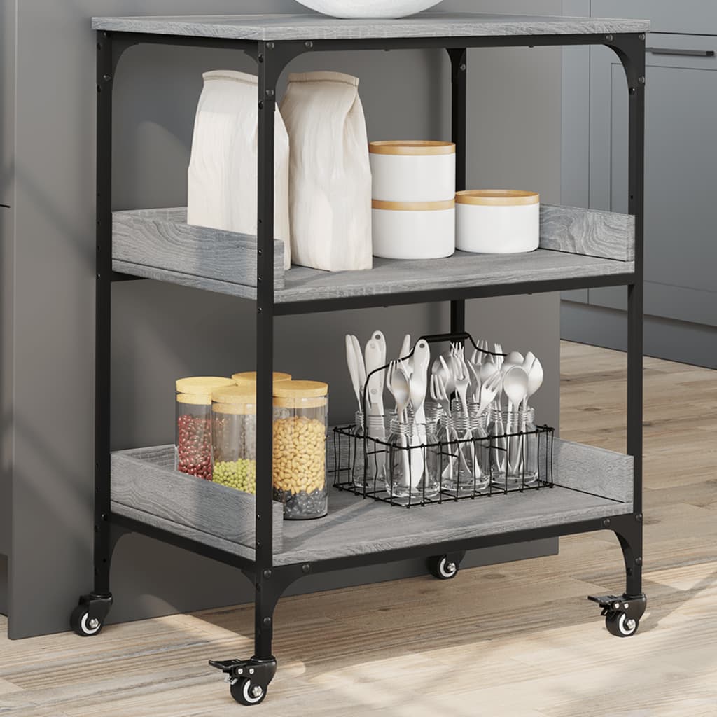 vidaXL Kitchen Trolley Grey Sonoma 60x41x80,5 cm Engineered Wood