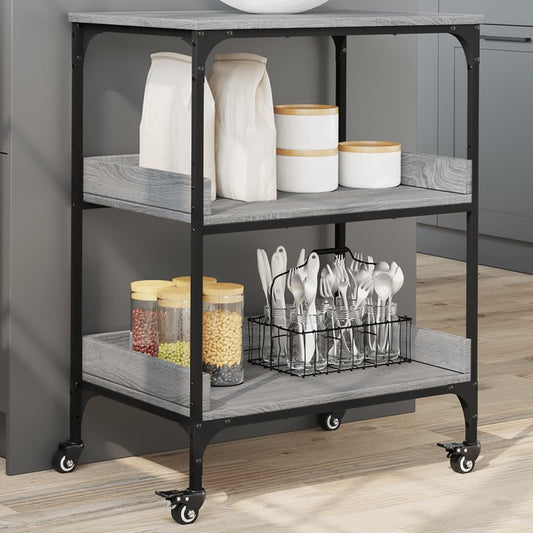 vidaXL Kitchen Trolley Grey Sonoma 60x41x80,5 cm Engineered Wood