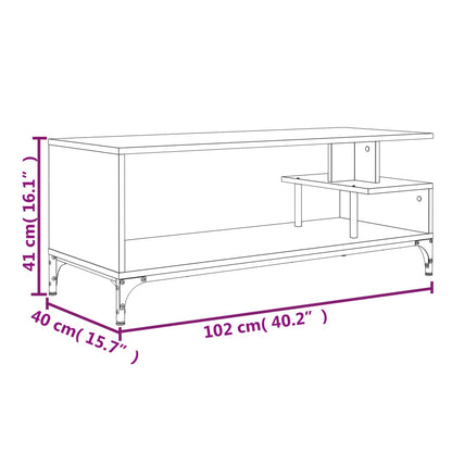 vidaXL TV Cabinet Grey Sonoma 102x40x41 cm Engineered Wood and Powder-coated Steel