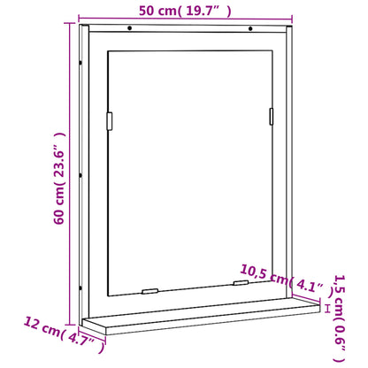 vidaXL Bathroom Mirror with Shelf Grey Sonoma 50x12x60 cm Engineered Wood
