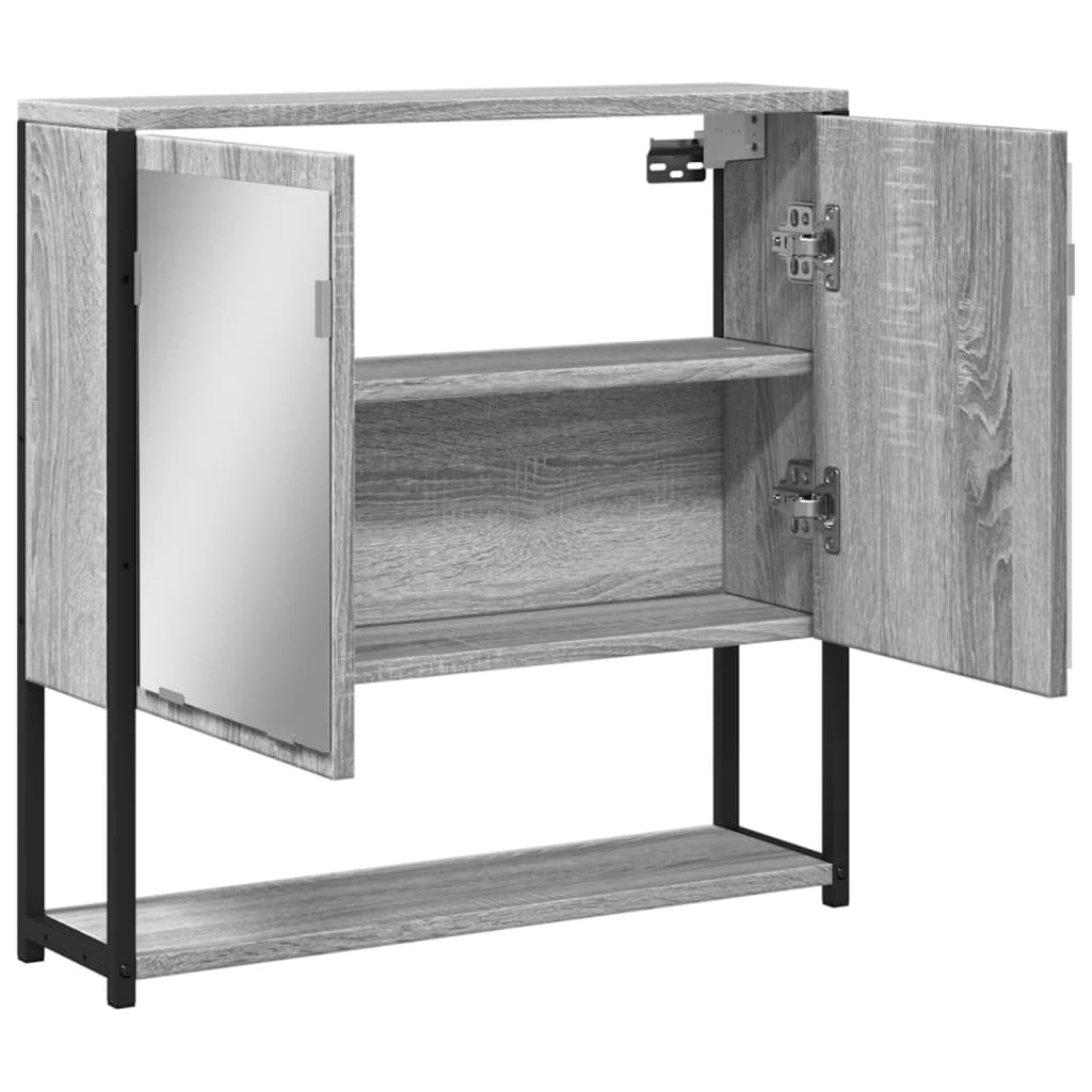 vidaXL Bathroom Mirror Cabinet Grey Sonoma 60x16x60 cm Engineered Wood