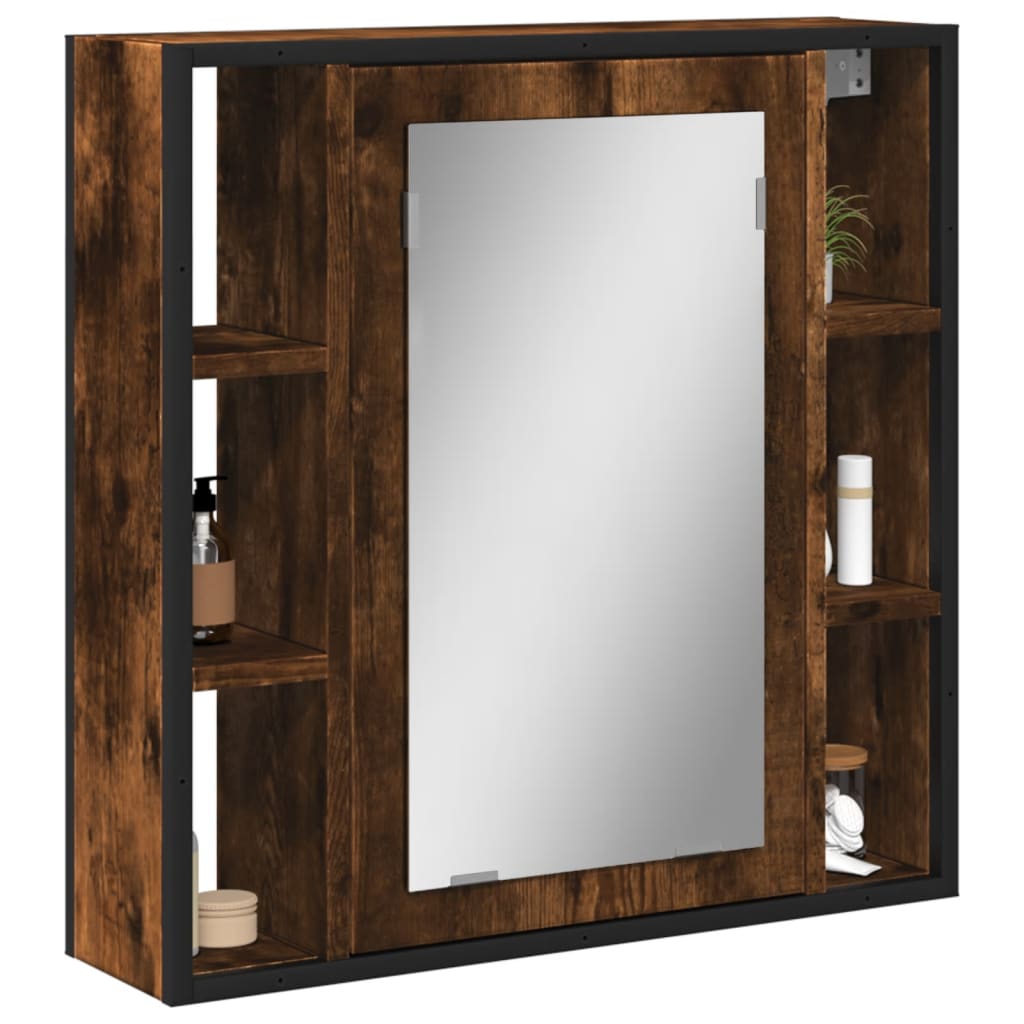 vidaXL Bathroom Mirror Cabinet Smoked Oak 60x16x60 cm Engineered Wood