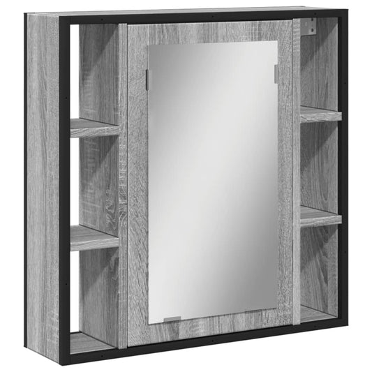 vidaXL Bathroom Mirror Cabinet Grey Sonoma 60x16x60 cm Engineered Wood