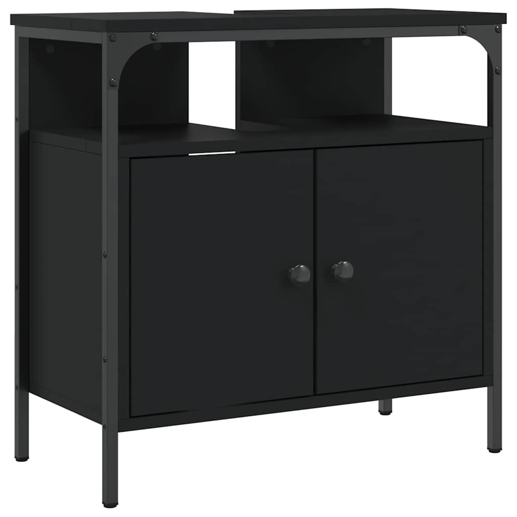 vidaXL Bathroom Sink Cabinet | Black | Engineered wood | Medium