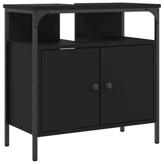 vidaXL Bathroom Sink Cabinet | Black | Engineered wood | Medium