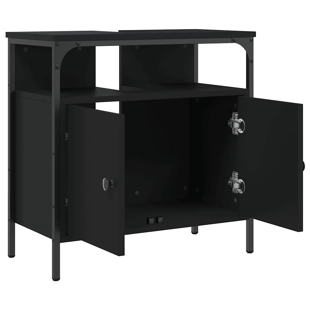 vidaXL Bathroom Sink Cabinet | Black | Engineered wood | Medium