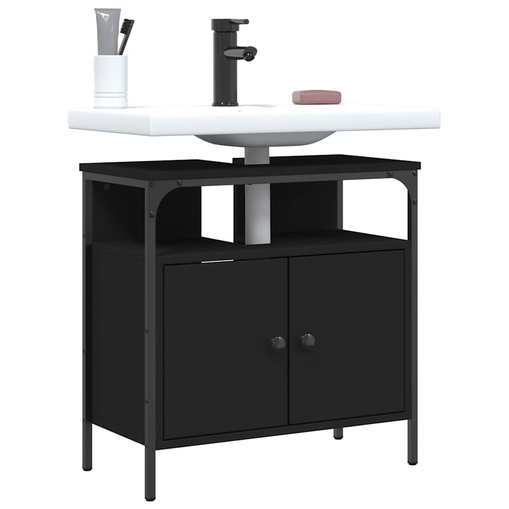 vidaXL Bathroom Sink Cabinet | Black | Engineered wood | Medium