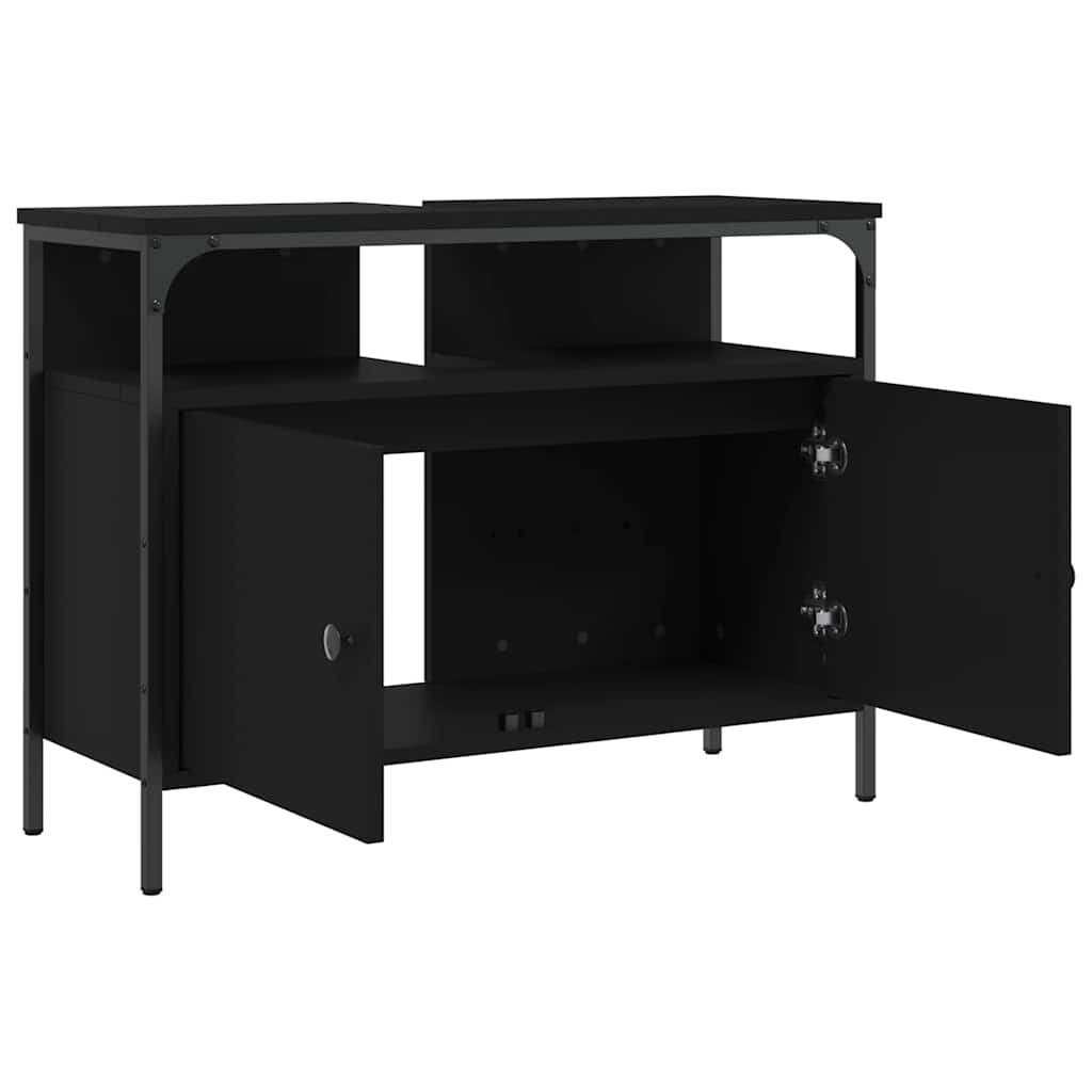 vidaXL Bathroom Sink Cabinet Black 80x30x60 cm Engineered Wood