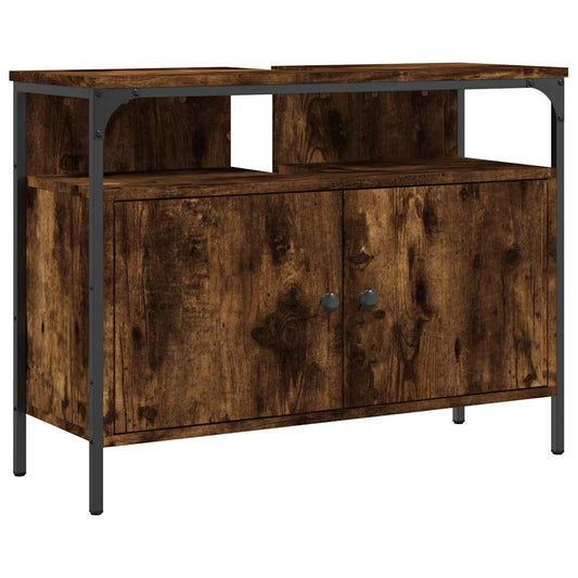 vidaXL Bathroom Sink Cabinet Smoked Oak 80x30x60 cm Engineered Wood