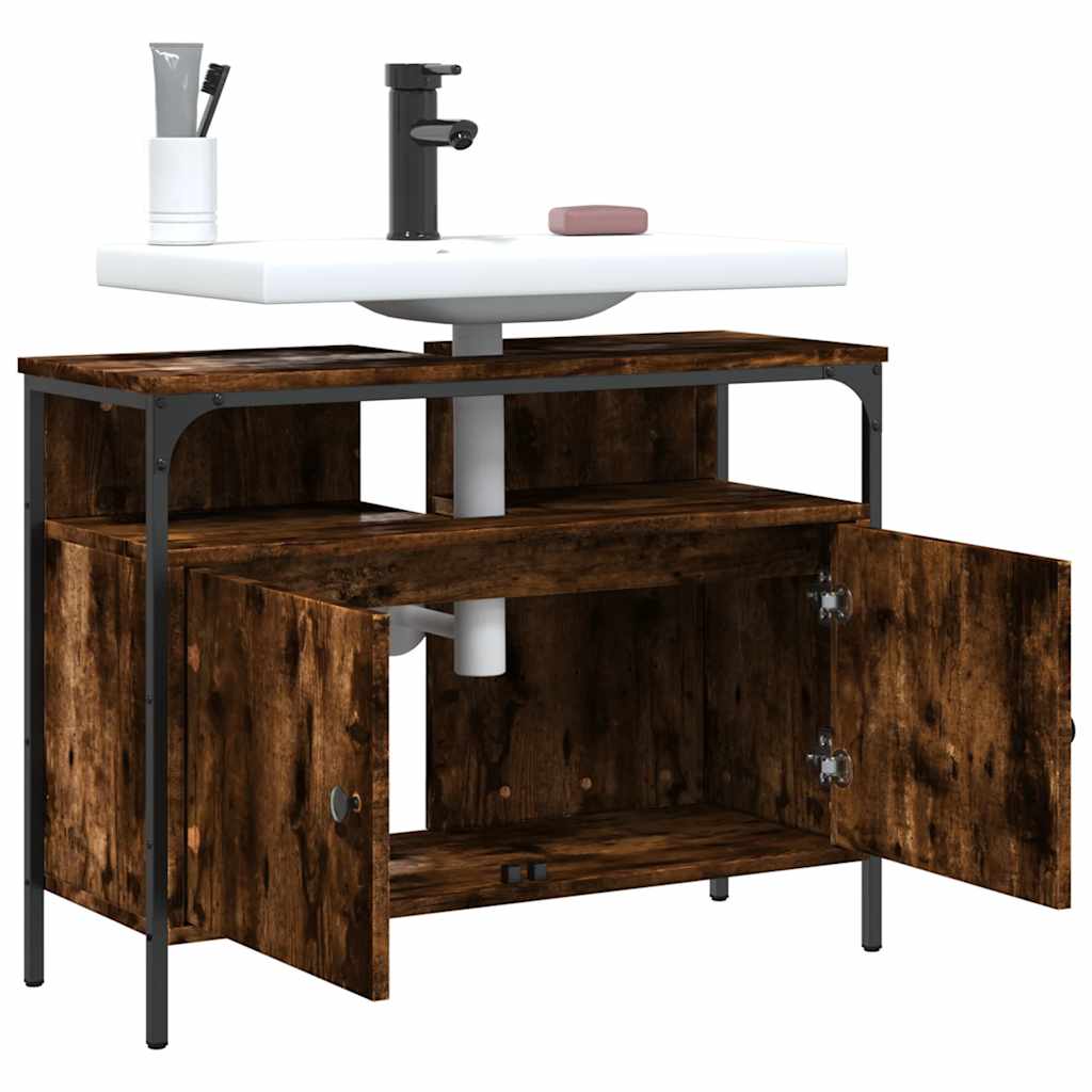 vidaXL Bathroom Sink Cabinet Smoked Oak 80x30x60 cm Engineered Wood