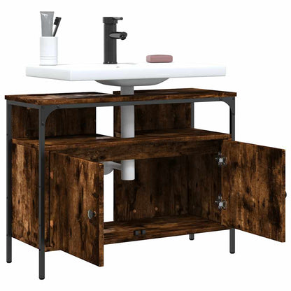 vidaXL Bathroom Sink Cabinet Smoked Oak 80x30x60 cm Engineered Wood