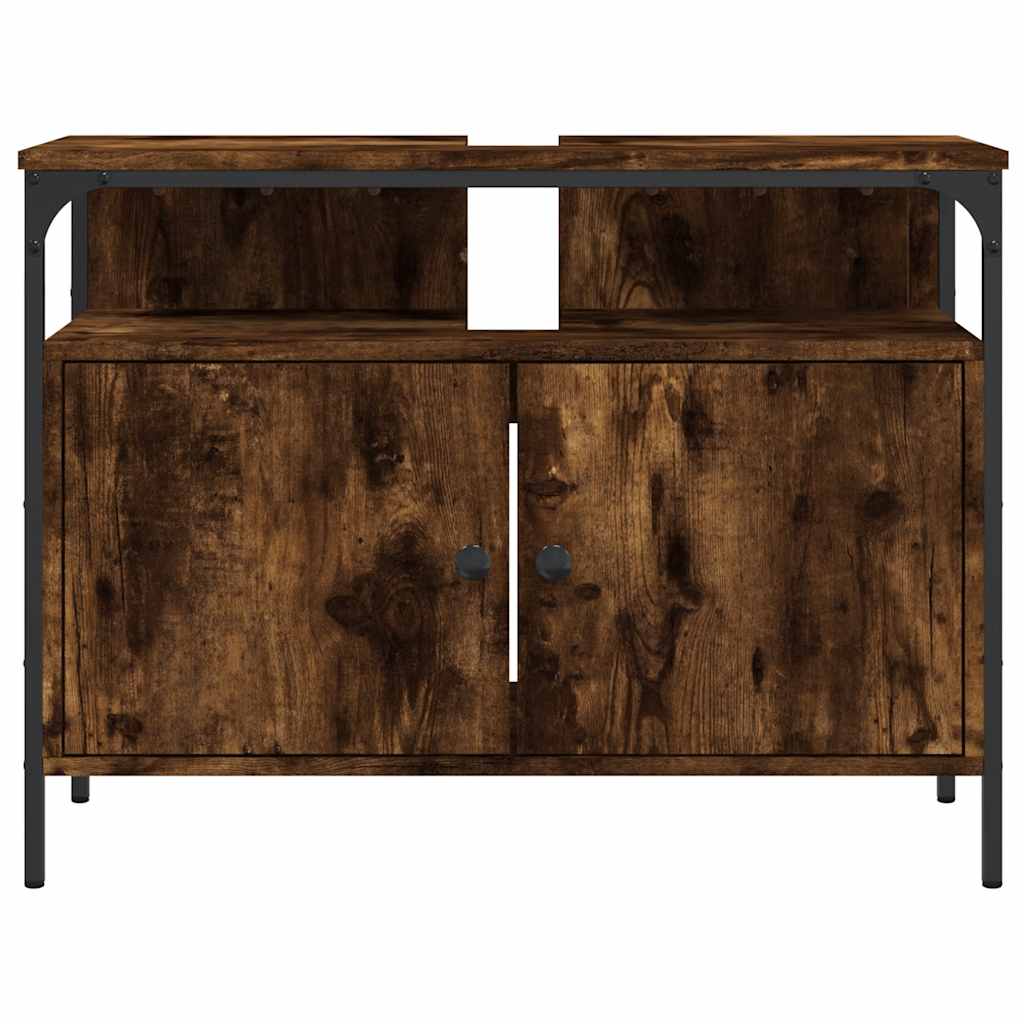 vidaXL Bathroom Sink Cabinet Smoked Oak 80x30x60 cm Engineered Wood
