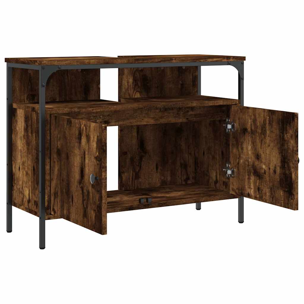 vidaXL Bathroom Sink Cabinet Smoked Oak 80x30x60 cm Engineered Wood