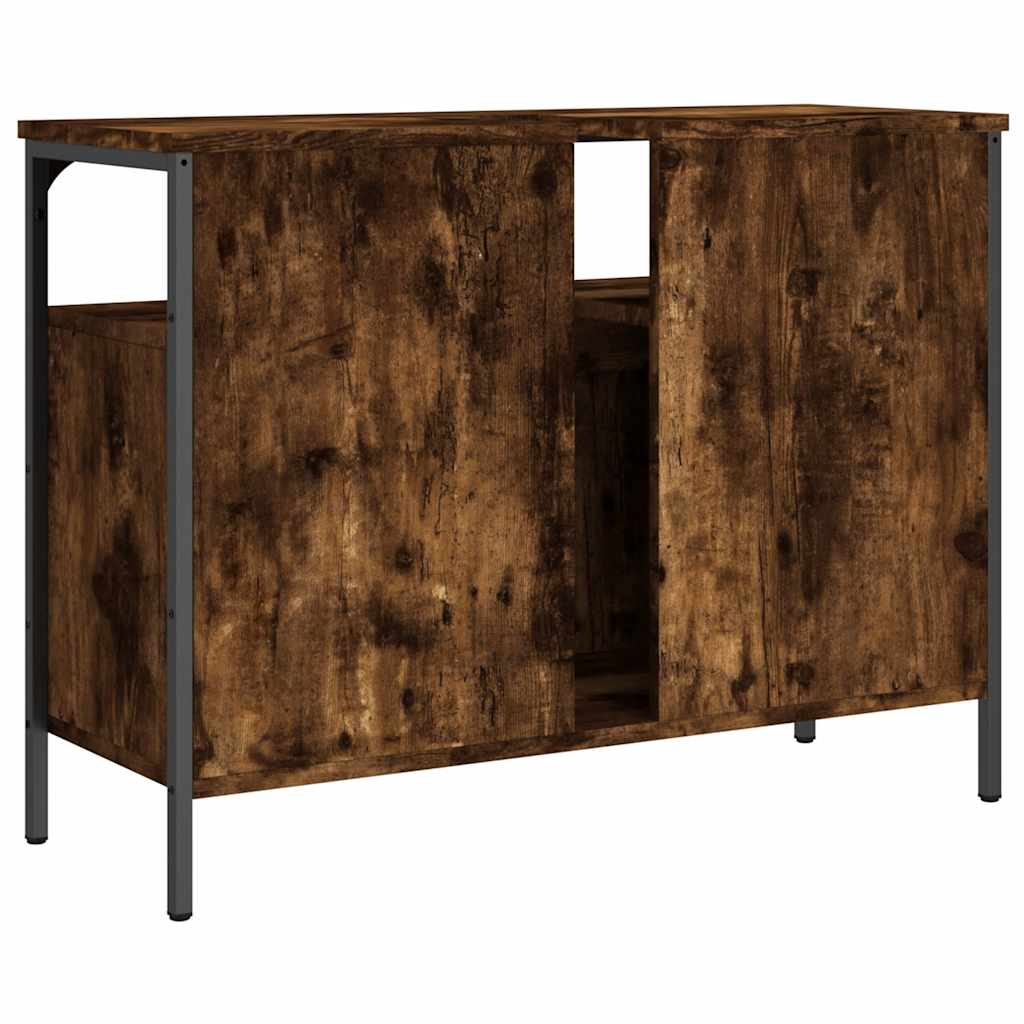 vidaXL Bathroom Sink Cabinet Smoked Oak 80x30x60 cm Engineered Wood